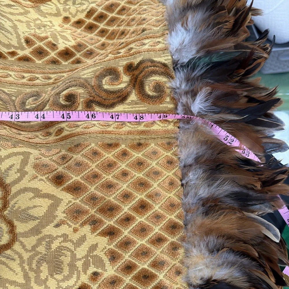 Neiman Marcus Baroque Throw , Sofa Chair Table Cover , Wall Hanging W feathers‎